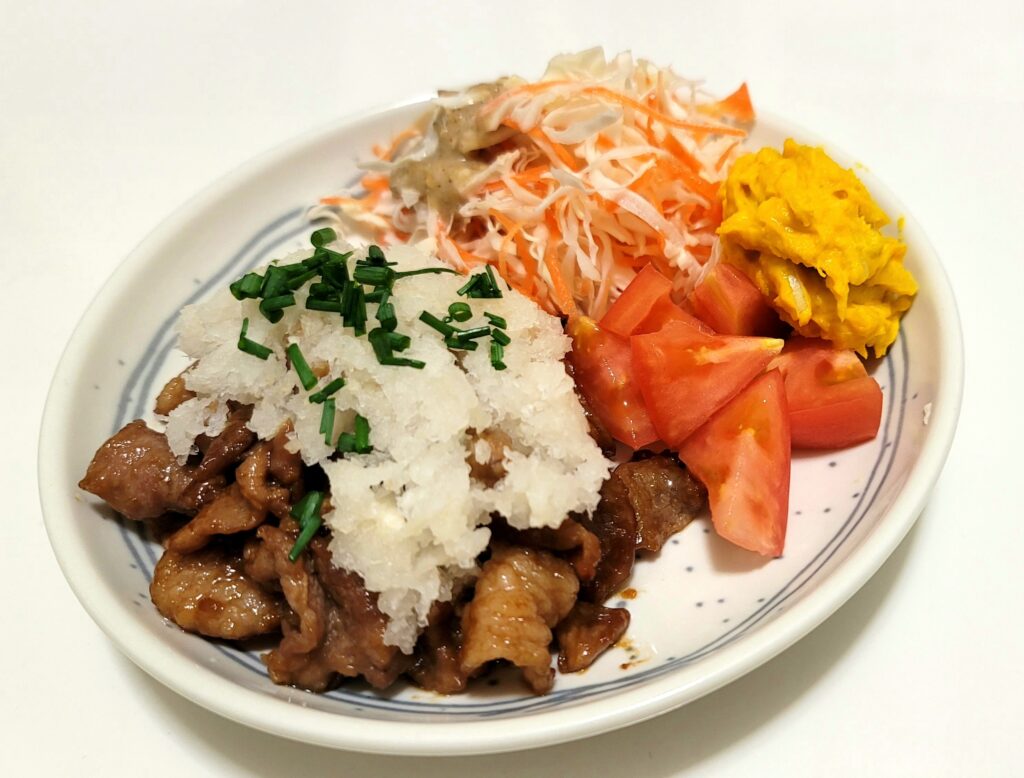 豚小間肉の照り焼き 大根おろしのせ