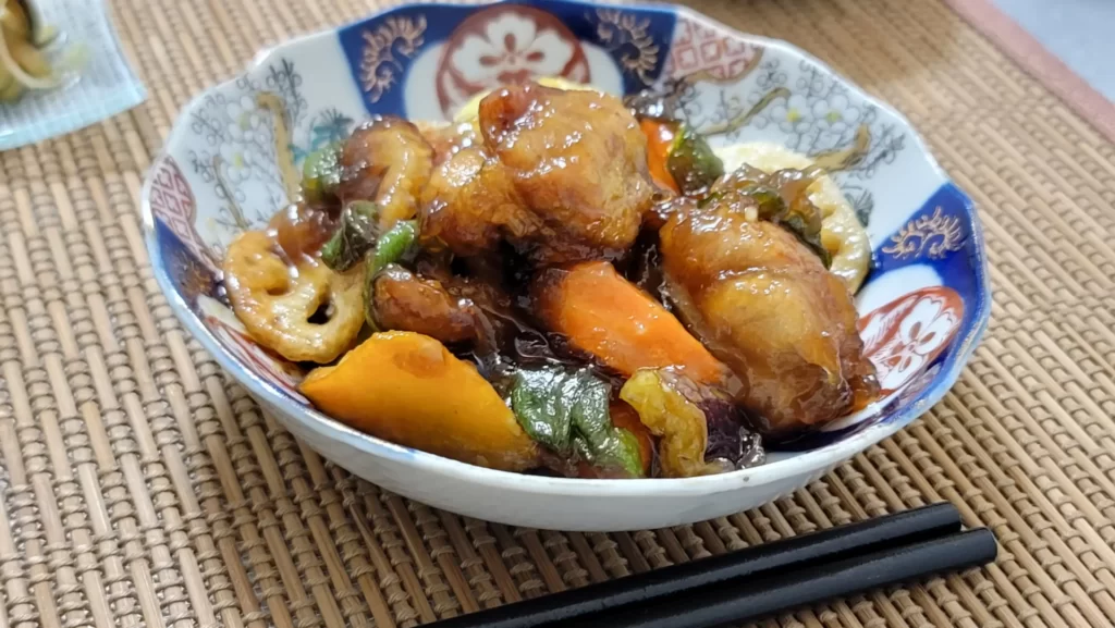 鶏肉と野菜の黒酢あんかけ