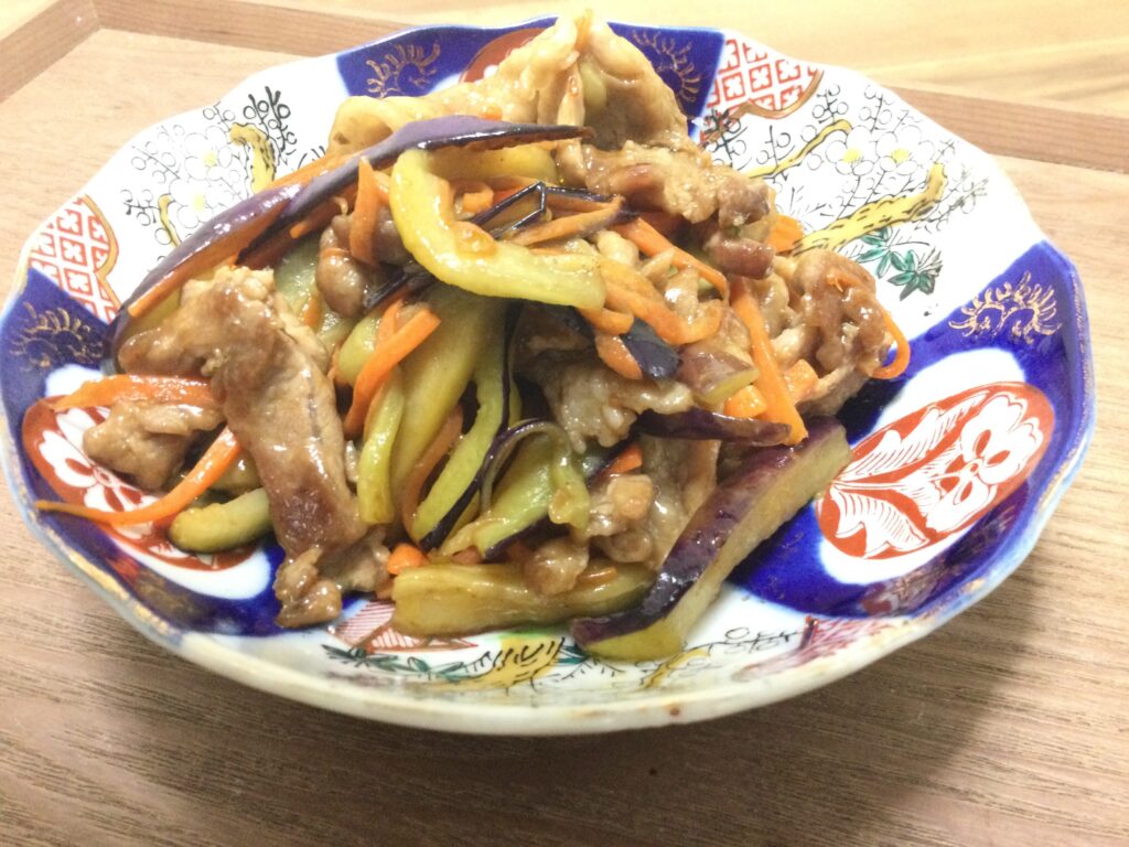 なすと豚肉のオイスター炒め